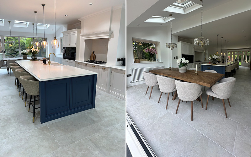 Devonshire Bianco antique-effect porcelain floor tiles